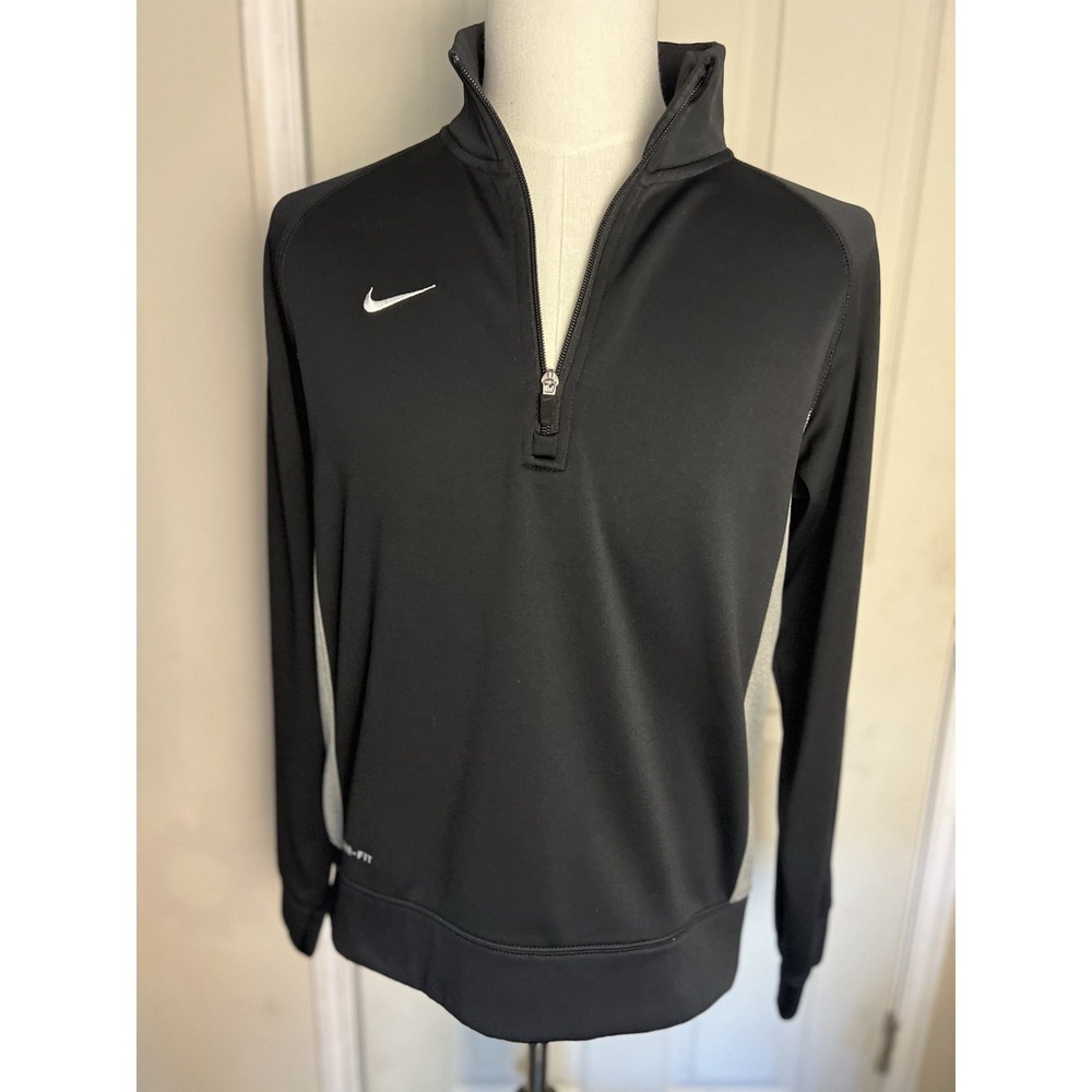 Nike Therma Fit Sweat‎ Shirt Quarter Zip Men's Medium Black And Gray